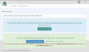 Check Admission on JAMB CAPS